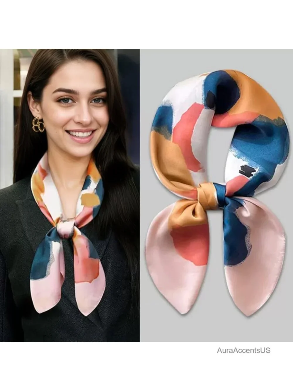 100% Mulberry Silk Square Scarf 25.6